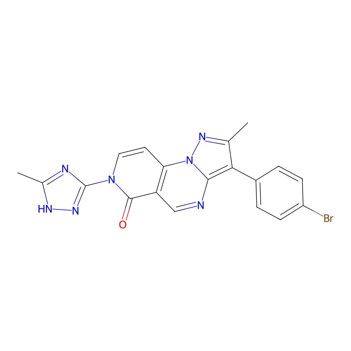 3-(4-bromophenyl)-2-methyl-7-(5-methyl-4H-1,2,4-triazol-3-yl)pyrazolo[1,5-a]pyrido[3,4-e]pyrimidin-6(7H)-one molecular structure, CAS 1040714-25-7