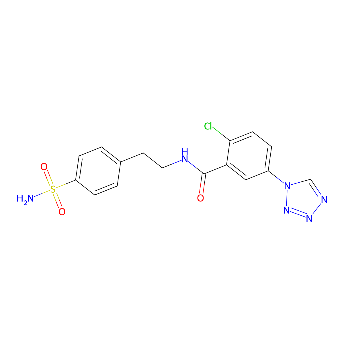 2-chloro-N-[2-(4-sulfamoylphenyl)ethyl]-5-(1H-tetrazol-1-yl)benzamide molecular structure, CAS 1040714-53-1