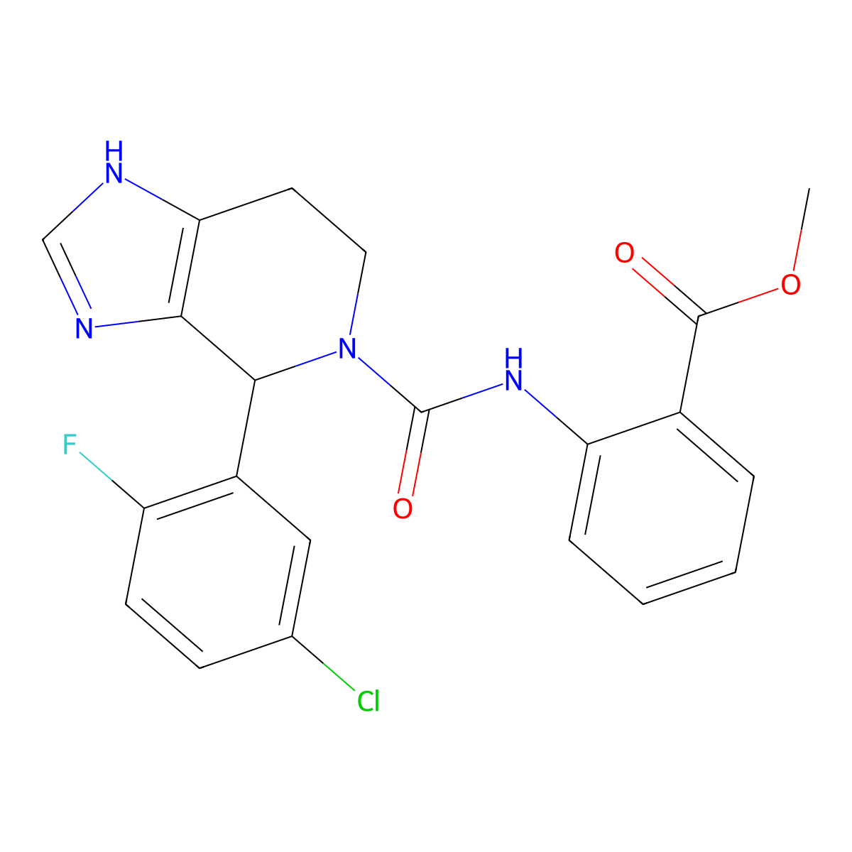 methyl 2-({[4-(5-chloro-2-fluorophenyl)-3,4,6,7-tetrahydro-5H-imidazo[4,5-c]pyridin-5-yl]carbonyl}amino)benzoate molecular structure, CAS 1040715-02-3