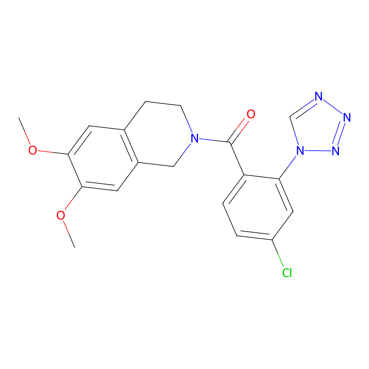 [4-chloro-2-(1H-tetrazol-1-yl)phenyl](6,7-dimethoxy-3,4-dihydroisoquinolin-2(1H)-yl)methanone molecular structure, CAS 1040715-13-6