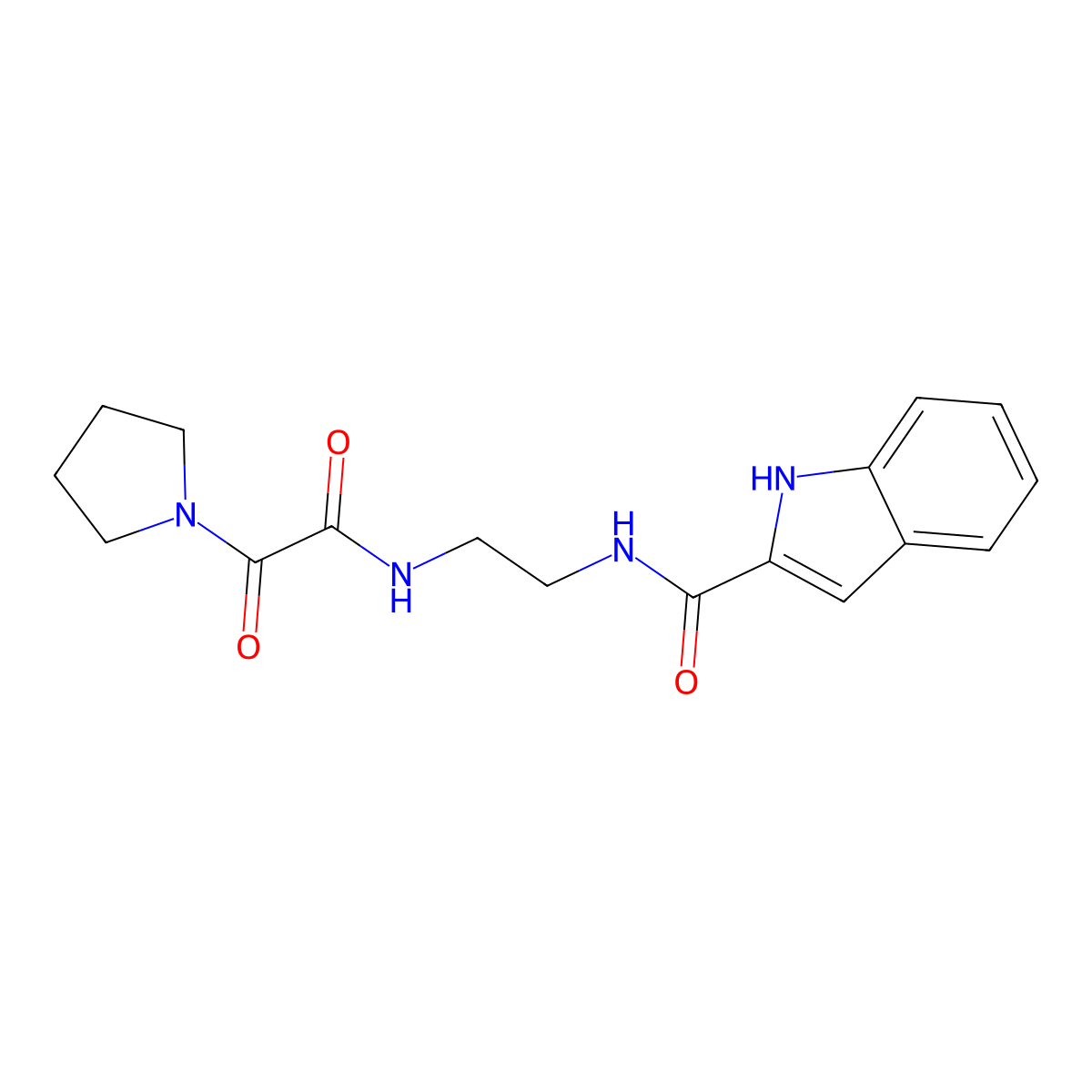 N-(2-{[oxo(pyrrolidin-1-yl)acetyl]amino}ethyl)-1H-indole-2-carboxamide molecular structure, CAS 1040715-30-7