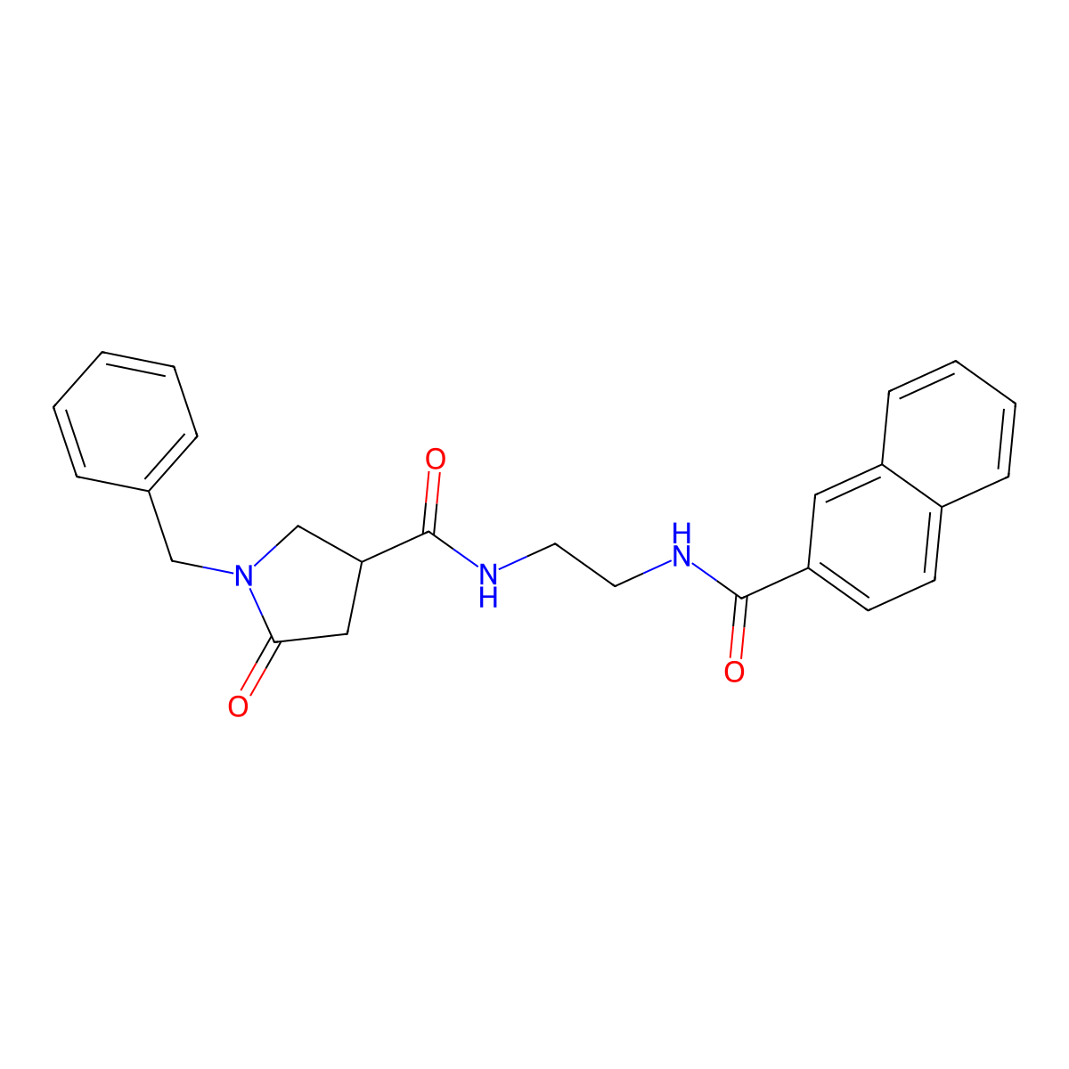 1-benzyl-N-{2-[(naphthalen-2-ylcarbonyl)amino]ethyl}-5-oxopyrrolidine-3-carboxamide molecular structure, CAS 1040715-58-9