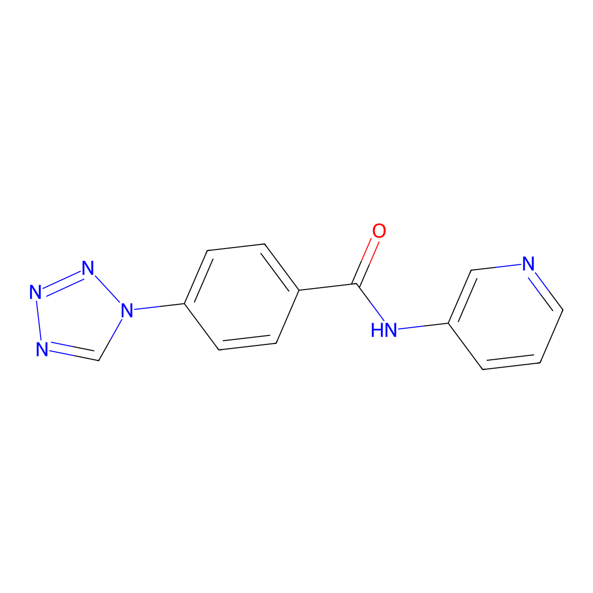 N-(pyridin-3-yl)-4-(1H-tetrazol-1-yl)benzamide molecular structure, CAS 1040716-05-9