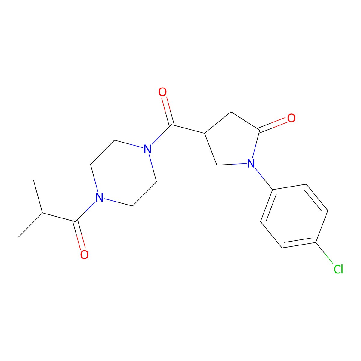 1-(4-Chlorophenyl)-4-{[4-(2-methylpropanoyl)piperazin-1-yl]carbonyl}pyrrolidin-2-one molecular structure, CAS 1040716-13-9