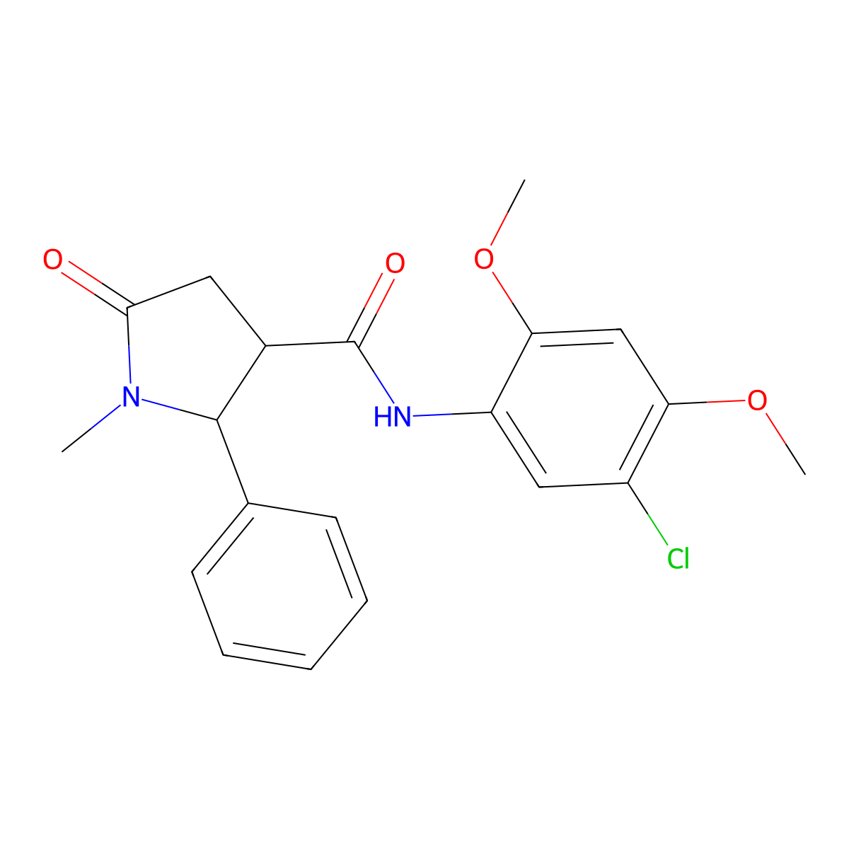 N-(5-chloro-2,4-dimethoxyphenyl)-1-methyl-5-oxo-2-phenylpyrrolidine-3-carboxamide molecular structure, CAS 1040716-34-4