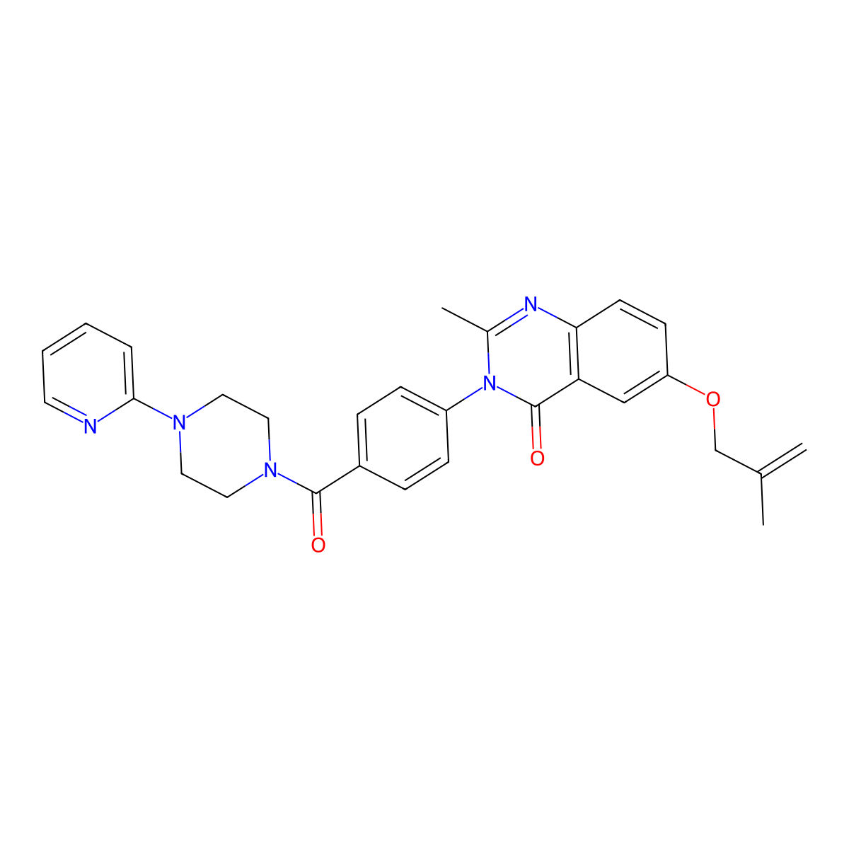 2-methyl-6-[(2-methylprop-2-en-1-yl)oxy]-3-(4-{[4-(pyridin-2-yl)piperazin-1-yl]carbonyl}phenyl)quinazolin-4(3H)-one molecular structure, CAS 1040716-46-8