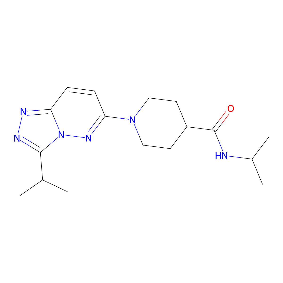 N-(propan-2-yl)-1-[3-(propan-2-yl)[1,2,4]triazolo[4,3-b]pyridazin-6-yl]piperidine-4-carboxamide molecular structure, CAS 1040716-53-7