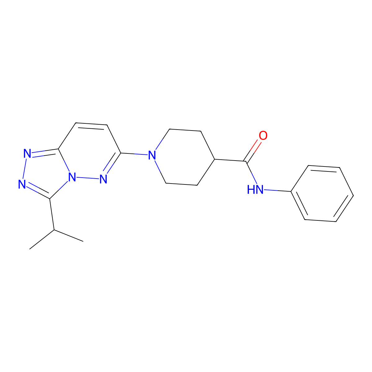 N-phenyl-1-[3-(propan-2-yl)[1,2,4]triazolo[4,3-b]pyridazin-6-yl]piperidine-4-carboxamide molecular structure, CAS 1040716-56-0