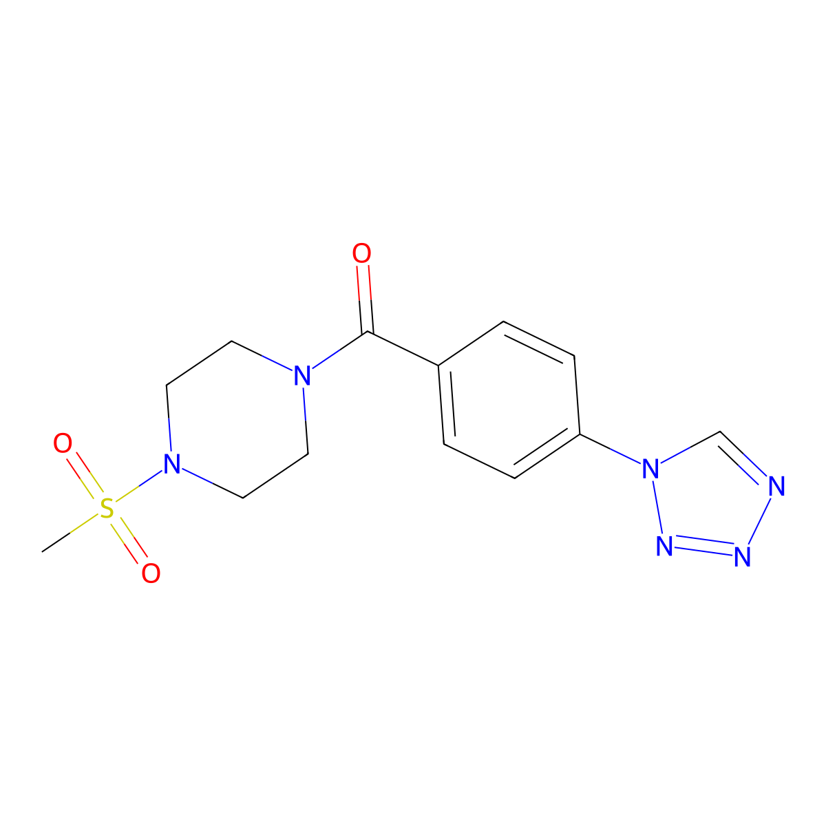 1-(methylsulfonyl)-4-[4-(1H-tetrazol-1-yl)benzoyl]piperazine molecular structure, CAS 1040716-71-9