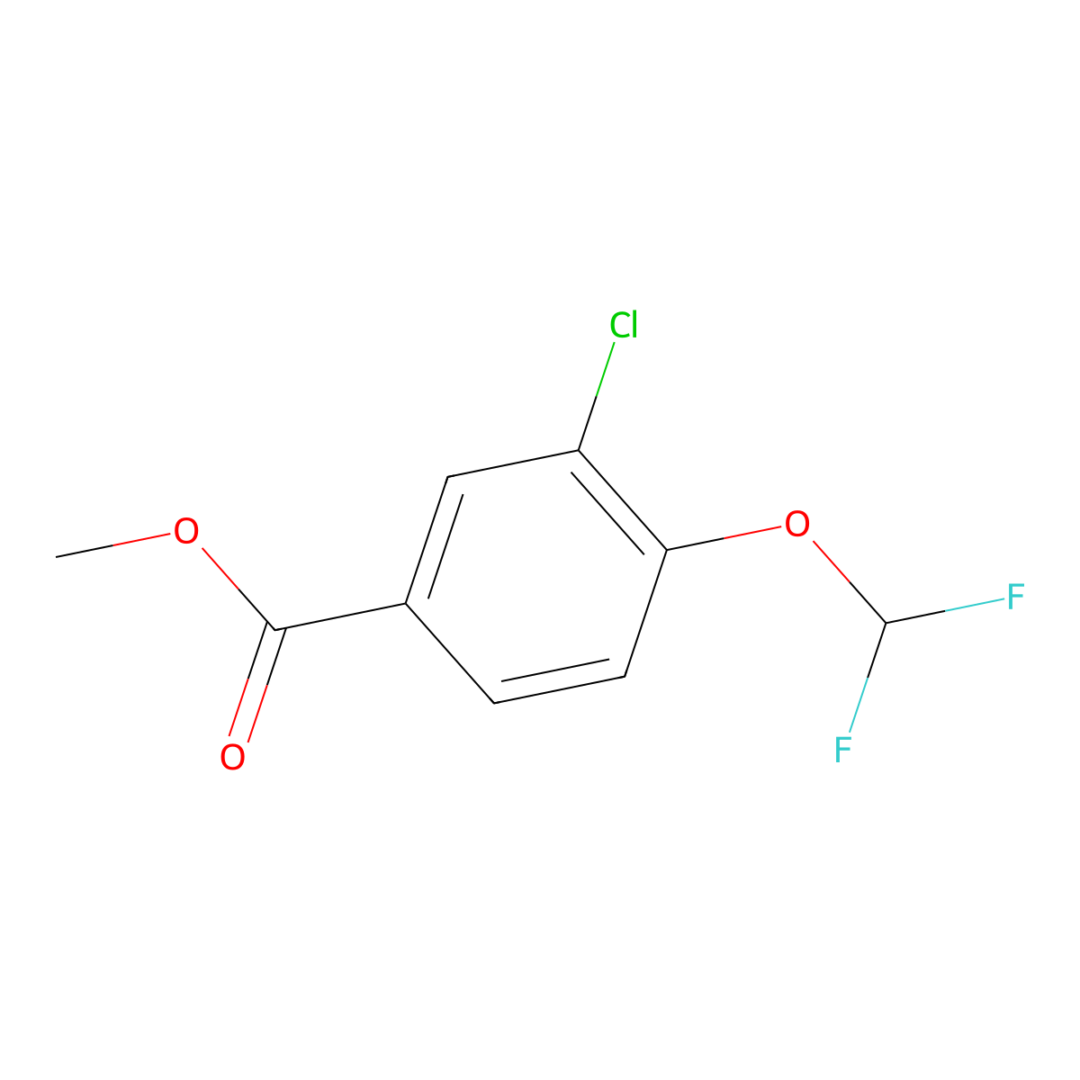 Methyl 3-chloro-4-(difluoromethoxy)benzoate molecular structure, CAS 1040723-84-9