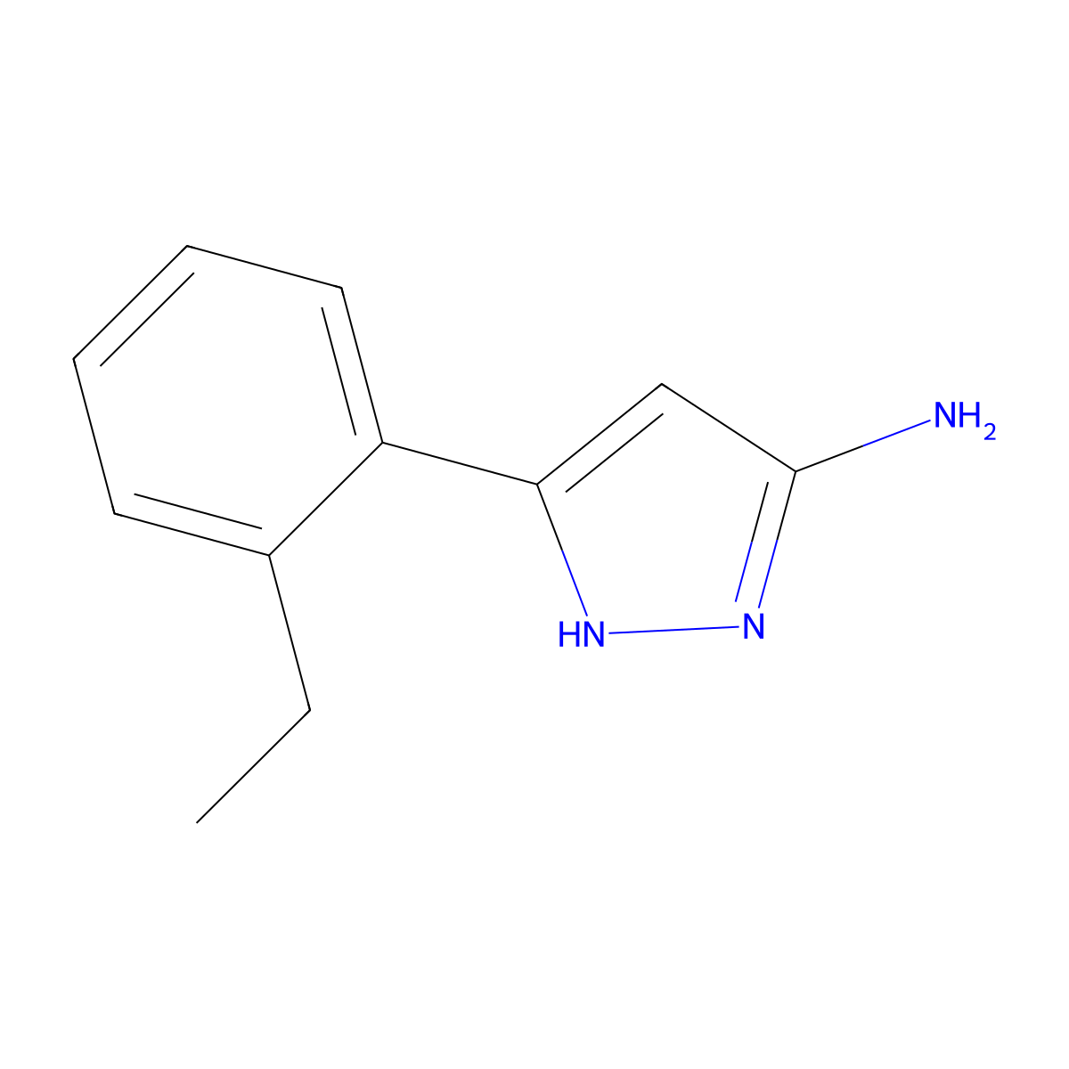 5-(2-ethylphenyl)-1H-pyrazol-3-amine molecular structure, CAS 1040723-92-9