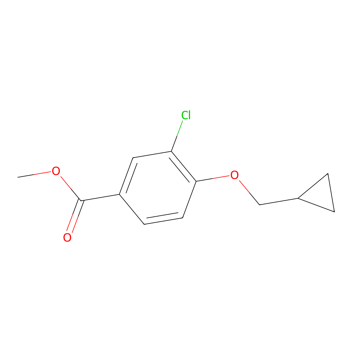 Methyl 3-chloro-4-(cyclopropylmethoxy)benzoate molecular structure, CAS 1040723-98-5