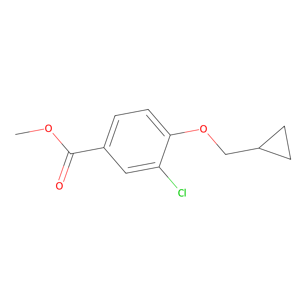 Methyl 3-chloro-4-(cyclopropylmethoxy)benzoate molecular structure, CAS 1040723-98-5