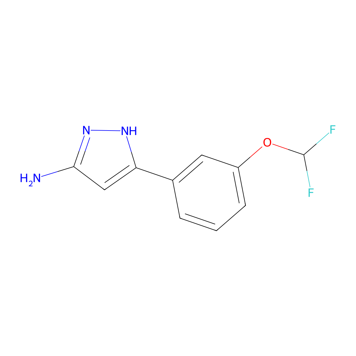 5-[3-(difluoromethoxy)phenyl]-1H-pyrazol-3-amine molecular structure, CAS 1040724-19-3