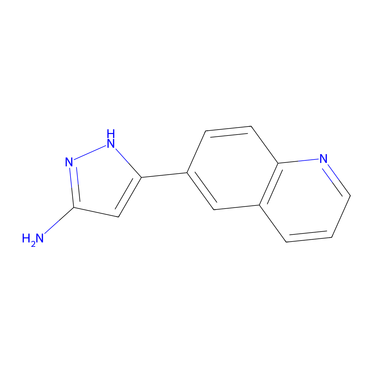 3-(Quinolin-6-yl)-1H-pyrazol-5-amine molecular structure, CAS 1040724-21-7