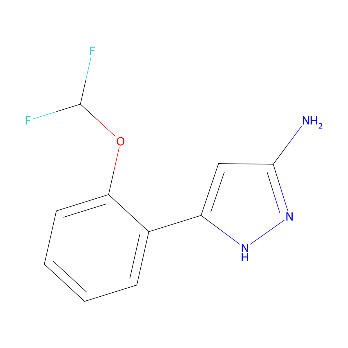 5-(2-difluoromethoxy-phenyl)-2H-pyrazol-3-ylamine molecular structure, CAS 1040724-27-3