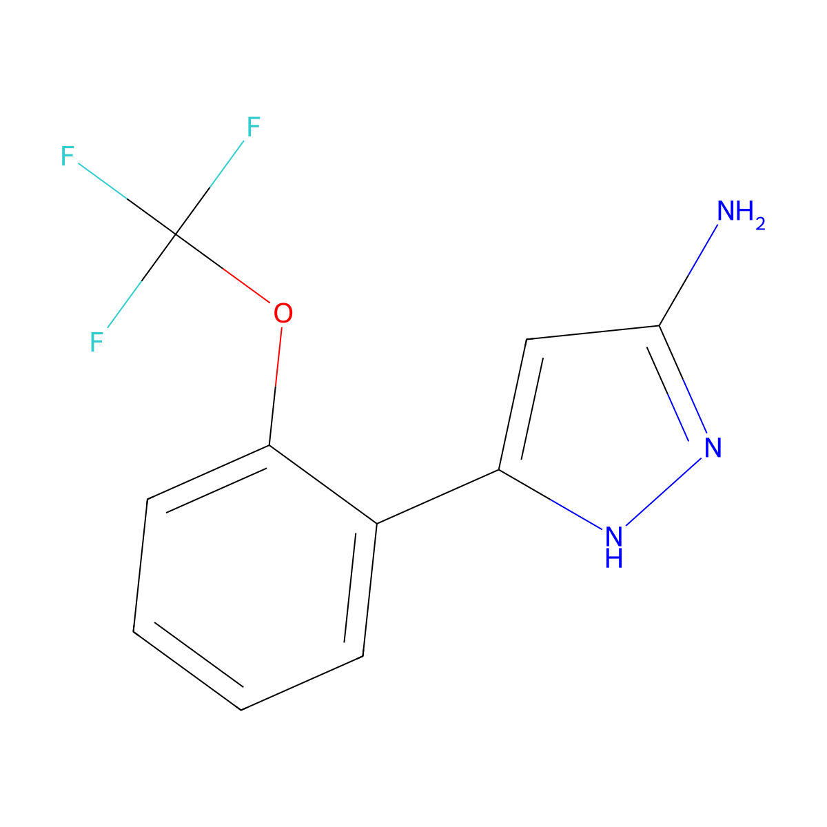 5-[2-(trifluoromethoxy)phenyl]-1H-pyrazol-3-amine molecular structure, CAS 1040724-28-4