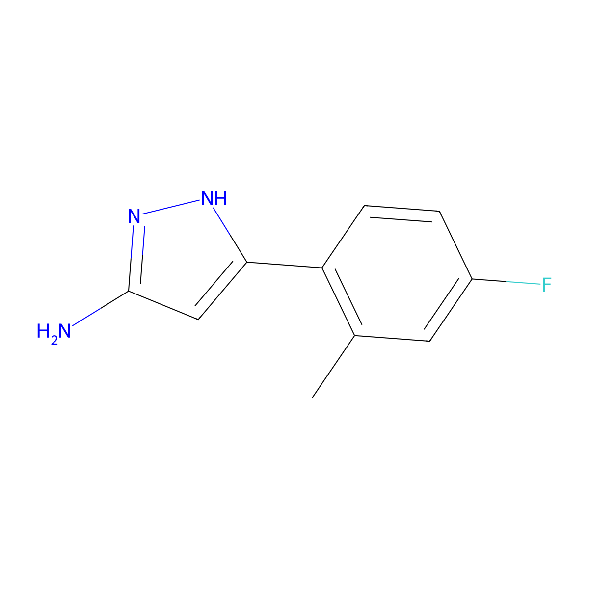 3-(4-Fluoro-2-methylphenyl)-1H-pyrazol-5-amine molecular structure, CAS 1040724-40-0