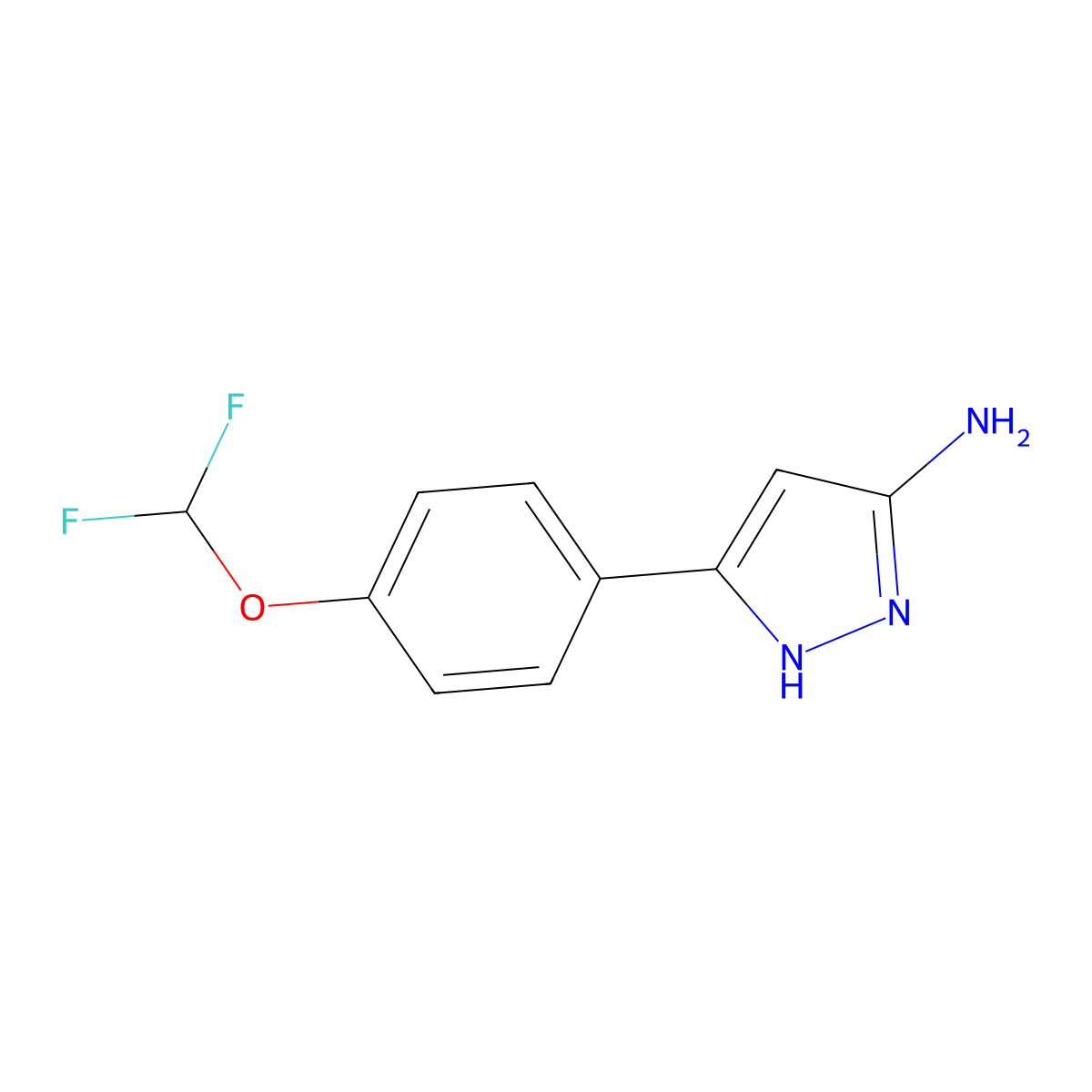 5-(4-Difluoromethoxy-phenyl)-2H-pyrazol-3-ylamine molecular structure, CAS 1040724-43-3