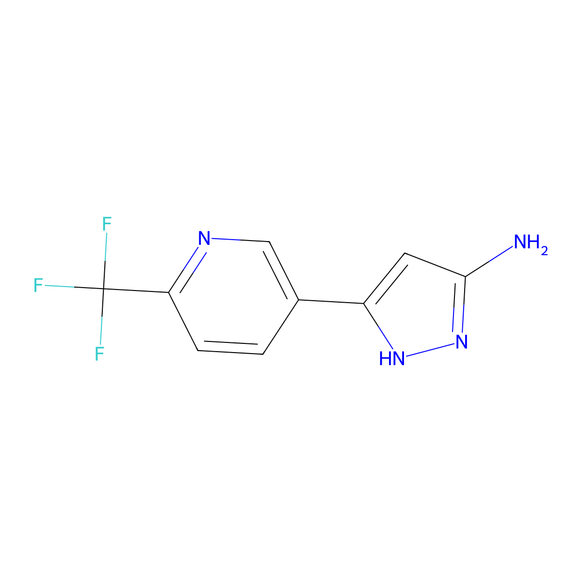 3-(6-(Trifluoromethyl)pyridin-3-yl)-1H-pyrazol-5-amine molecular structure, CAS 1040724-49-9