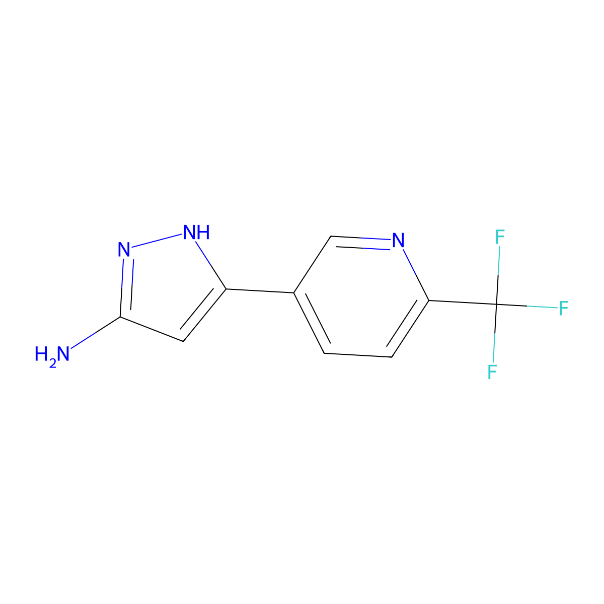 3-(6-(Trifluoromethyl)pyridin-3-yl)-1H-pyrazol-5-amine molecular structure, CAS 1040724-49-9