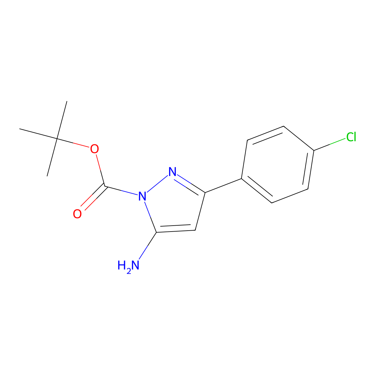 tert-butyl 5-amino-3-(4-chlorophenyl)-1H-pyrazole-1-carboxylate molecular structure, CAS 1040724-83-1