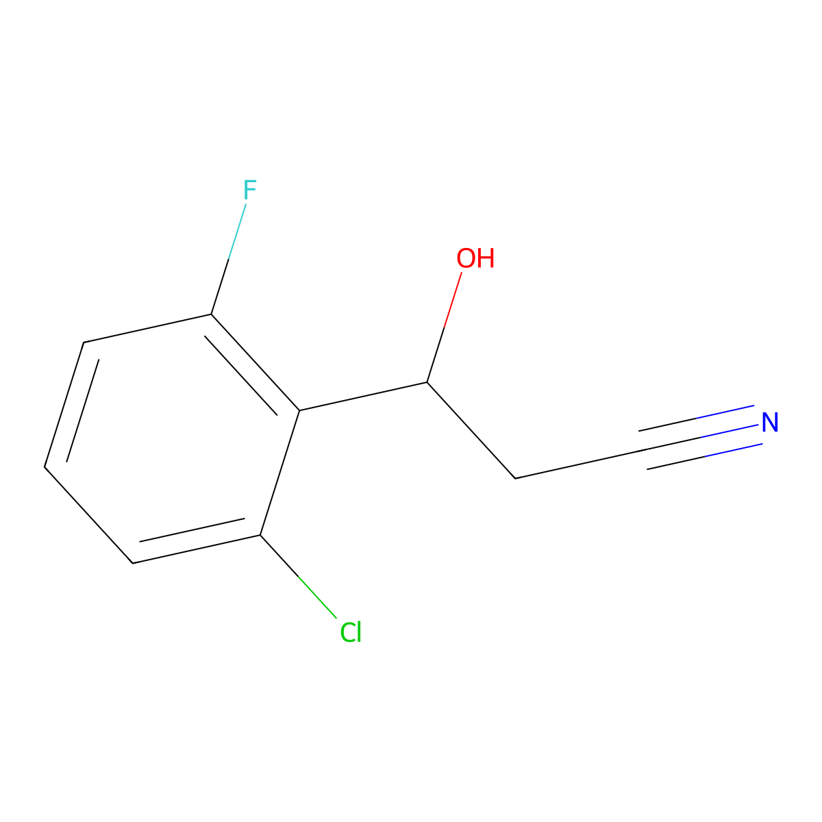 3-(2-Chloro-6-fluorophenyl)-3-hydroxypropanenitrile molecular structure, CAS 1040729-45-0