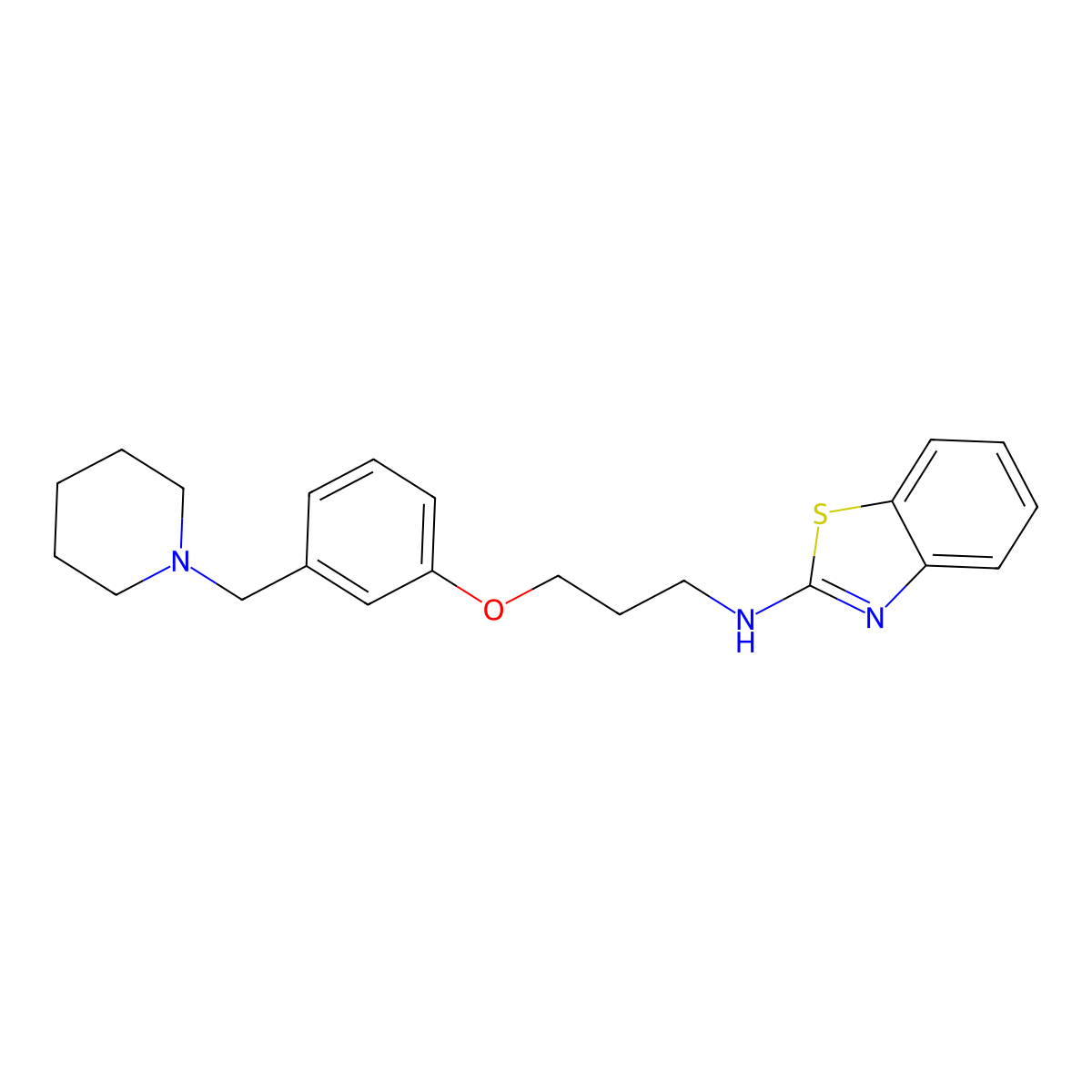 N-(3-(3-(1-Piperidinylmethyl)phenoxy)propyl)-2-benzothiazolamine molecular structure, CAS 104076-38-2