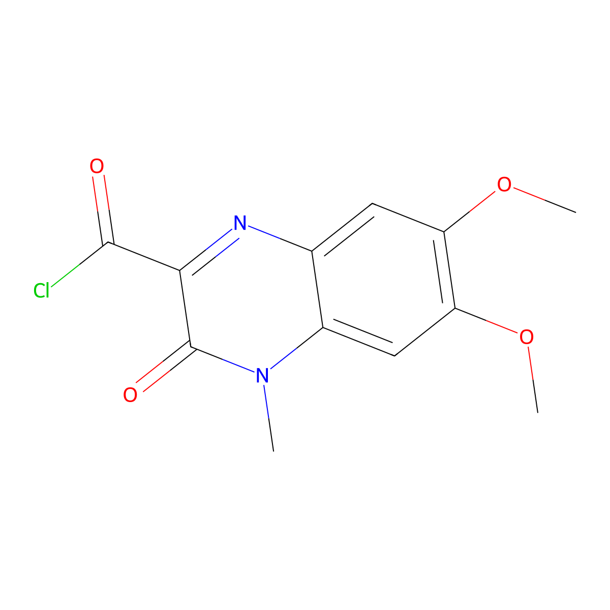 3,4-Dihydro-6,7-dimethoxy-4-methyl-3-oxoquinoxaline-2-carbonyl chloride molecular structure, CAS 104077-15-8