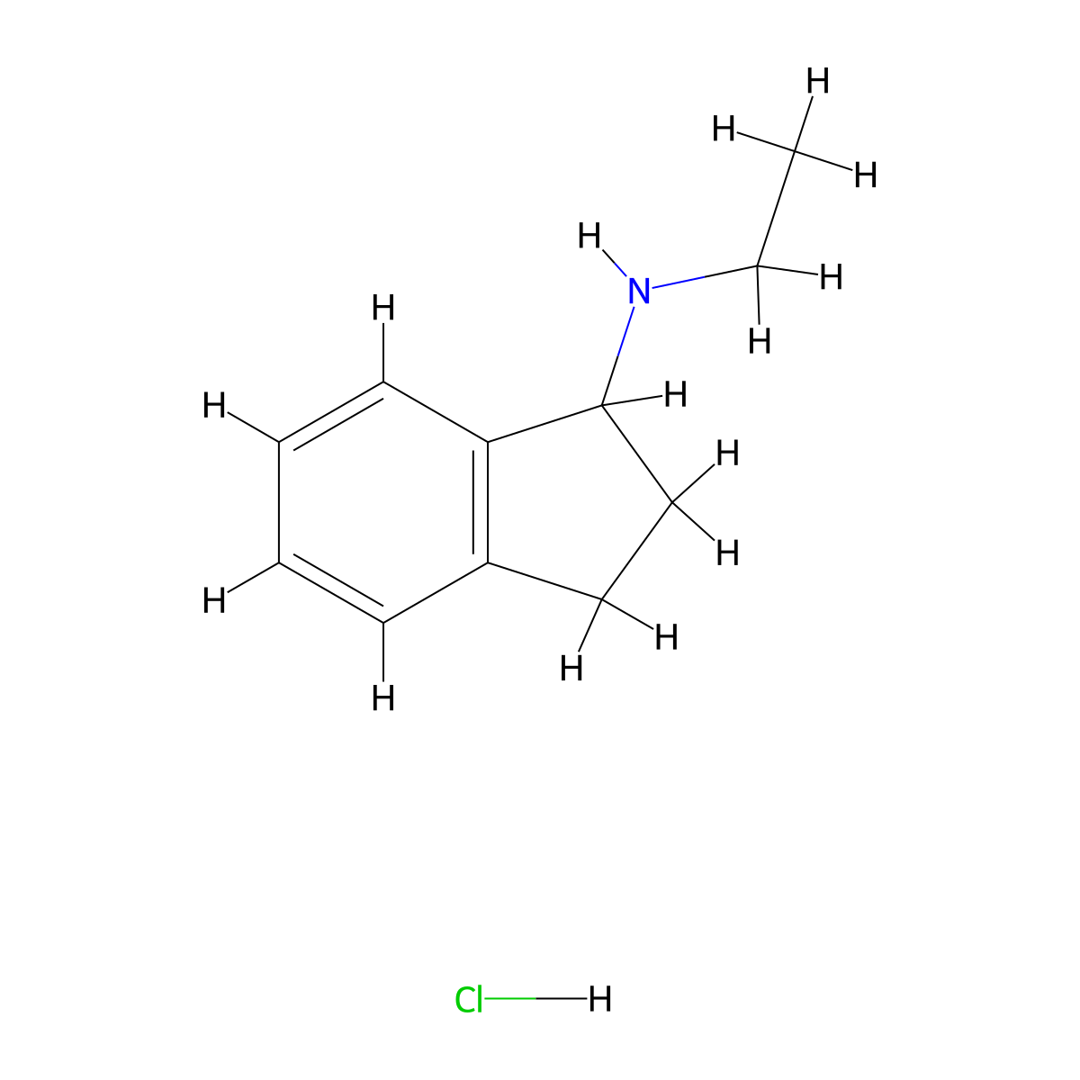 N-ethyl-2,3-dihydro-1H-inden-1-amine hydrochloride molecular structure, CAS 10408-92-1
