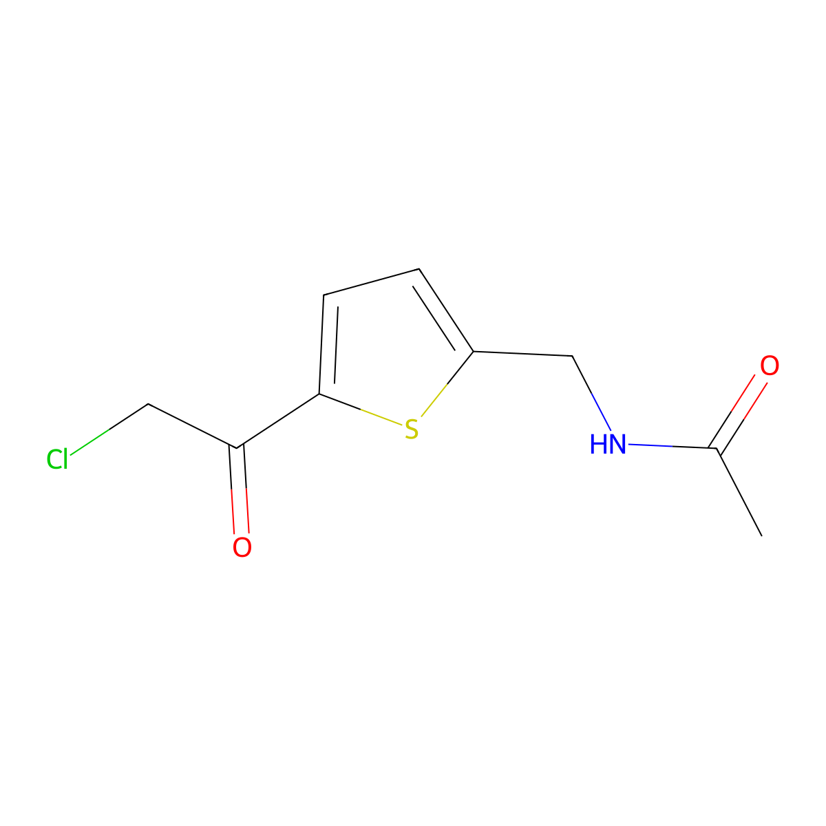 N-((5-(2-chloroacetyl)thiophen-2-yl)methyl)acetamide molecular structure, CAS 104082-15-7