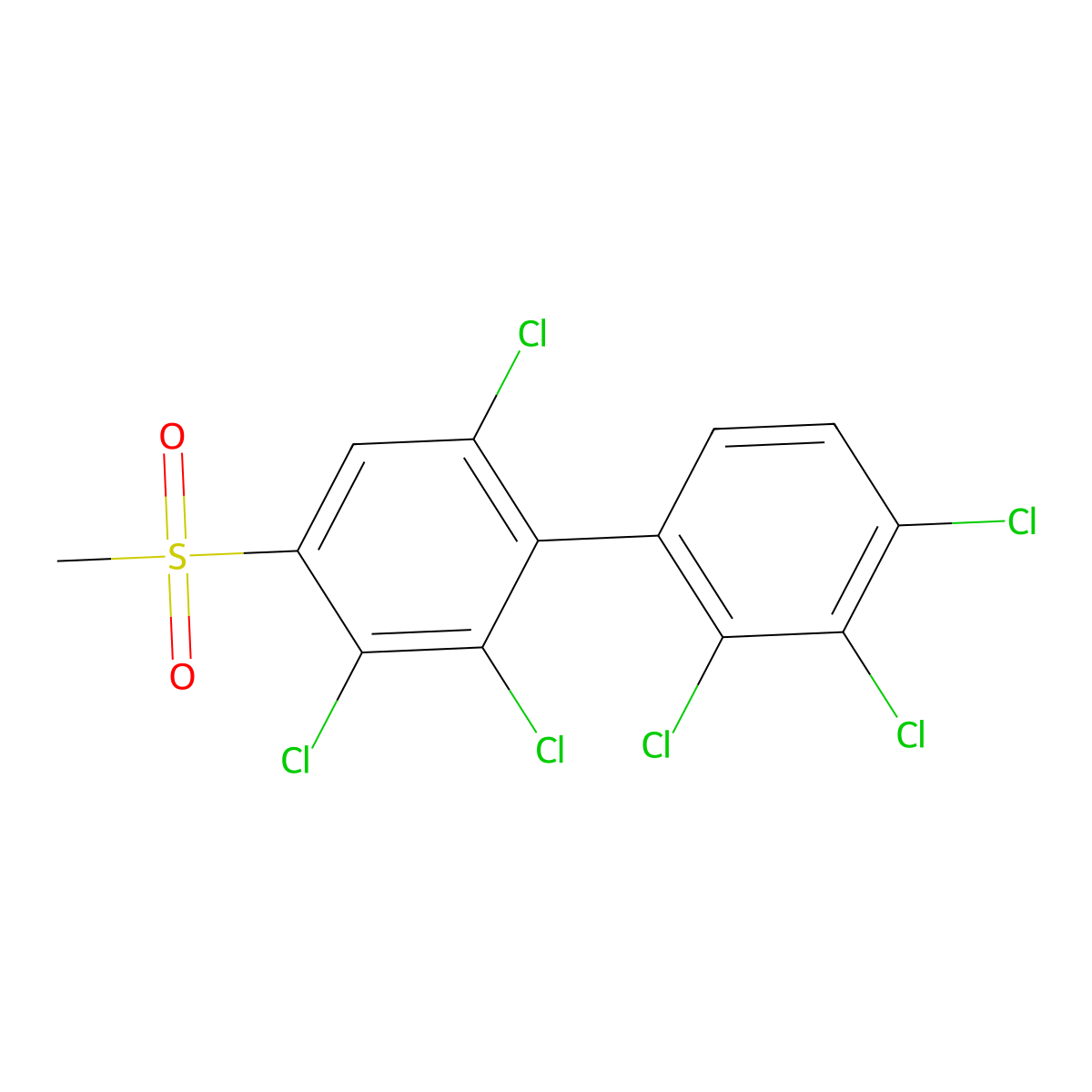 1,1'-Biphenyl, 2,2',3,3',4,6'-hexachloro-4'-(methylsulfonyl)- molecular structure, CAS 104086-16-0