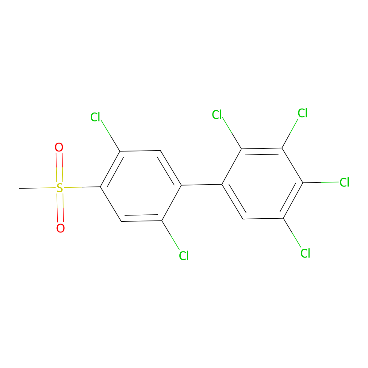 1,1'-Biphenyl, 2,2',3,4,5,5'-hexachloro-4'-(methylsulfonyl)- molecular structure, CAS 104086-19-3