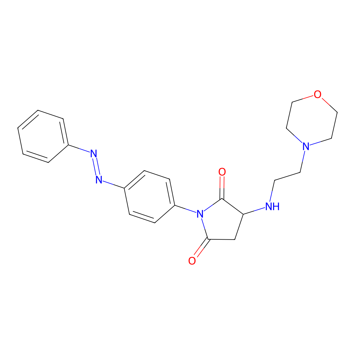 2,5-Pyrrolidinedione, 3-[[2-(4-morpholinyl)ethyl]amino]-1-[4-(2-phenyldiazenyl)phenyl]- molecular structure, CAS 1040861-63-9