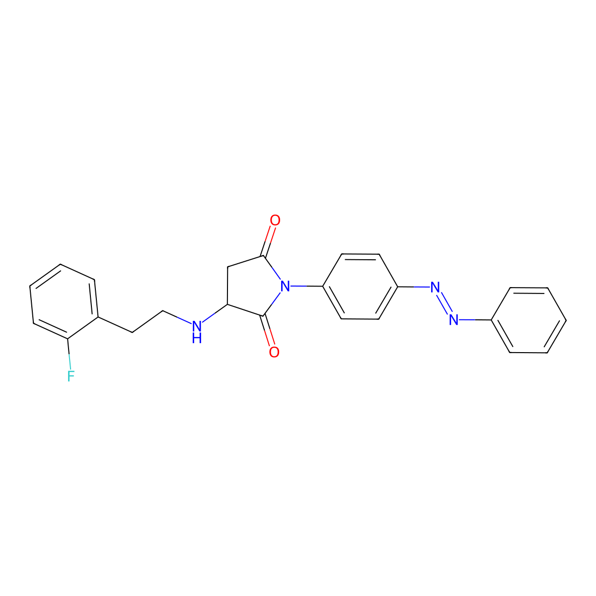 2,5-Pyrrolidinedione, 3-[[2-(2-fluorophenyl)ethyl]amino]-1-[4-(2-phenyldiazenyl)phenyl]- molecular structure, CAS 1040861-72-0