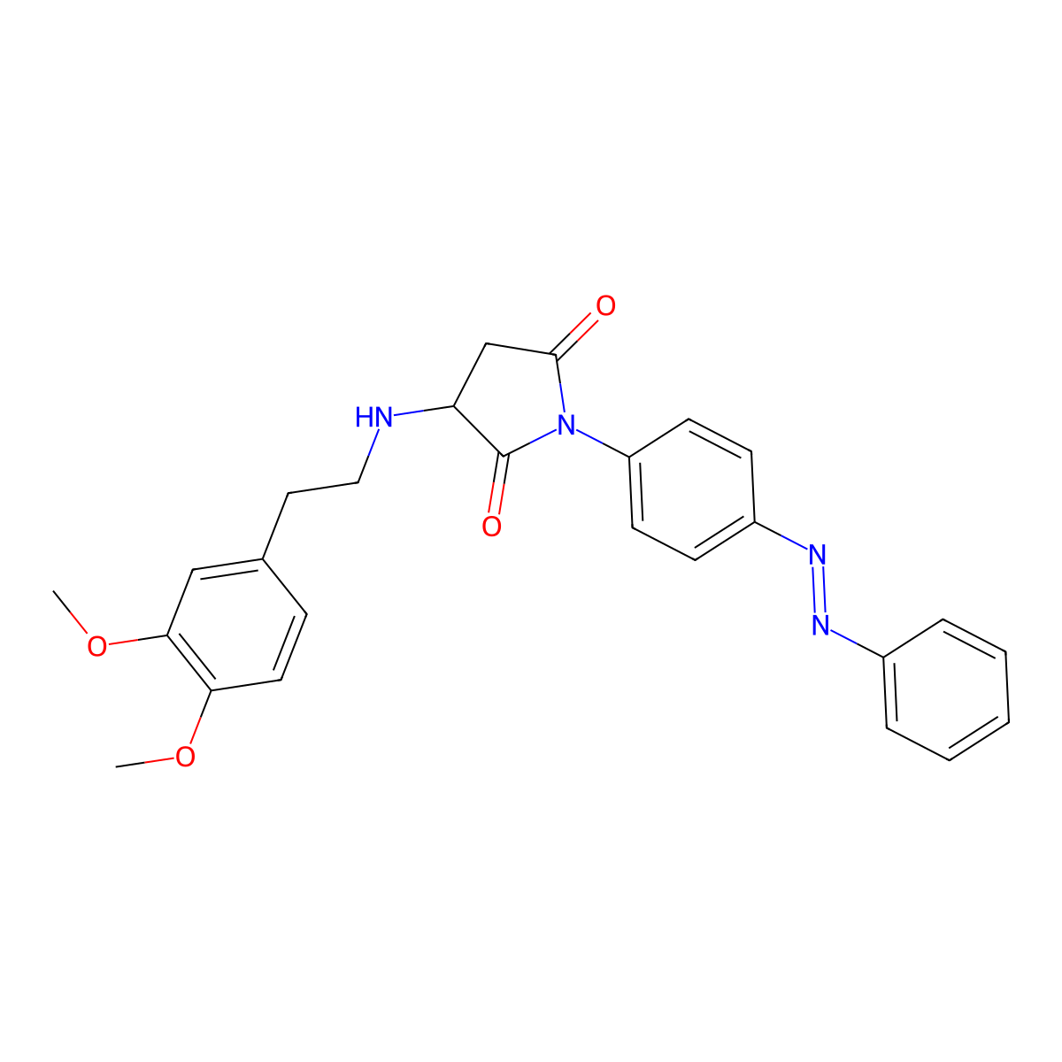 2,5-Pyrrolidinedione, 3-[[2-(3,4-dimethoxyphenyl)ethyl]amino]-1-[4-(2-phenyldiazenyl)phenyl]- molecular structure, CAS 1040866-92-9