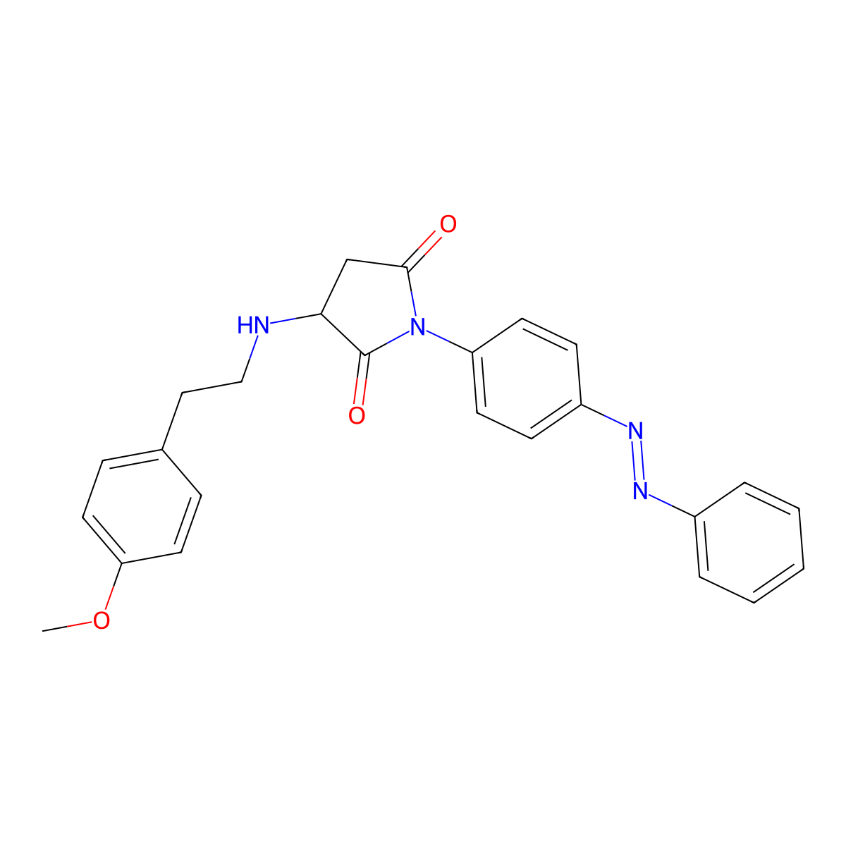 2,5-Pyrrolidinedione, 3-[[2-(4-methoxyphenyl)ethyl]amino]-1-[4-(2-phenyldiazenyl)phenyl]- molecular structure, CAS 1040867-05-7