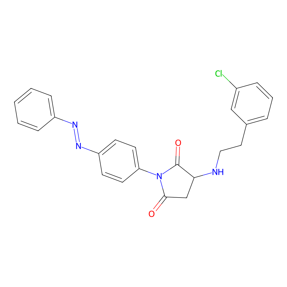 2,5-Pyrrolidinedione, 3-[[2-(3-chlorophenyl)ethyl]amino]-1-[4-(2-phenyldiazenyl)phenyl]- molecular structure, CAS 1040868-90-3