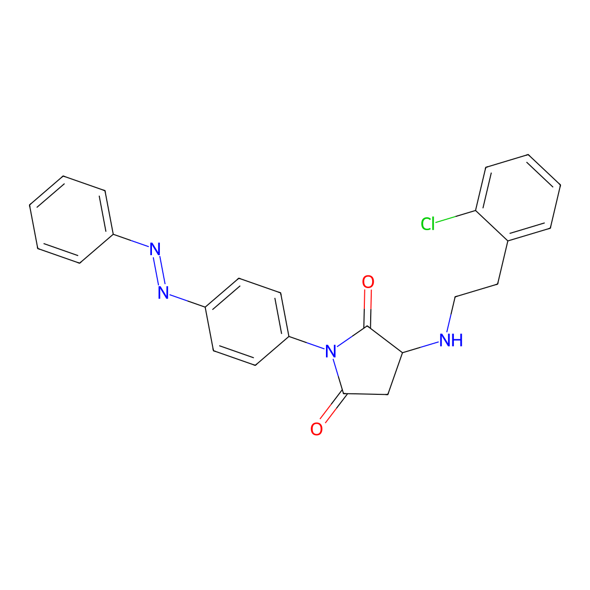 2,5-Pyrrolidinedione, 3-[[2-(2-chlorophenyl)ethyl]amino]-1-[4-(2-phenyldiazenyl)phenyl]- molecular structure, CAS 1040869-34-8