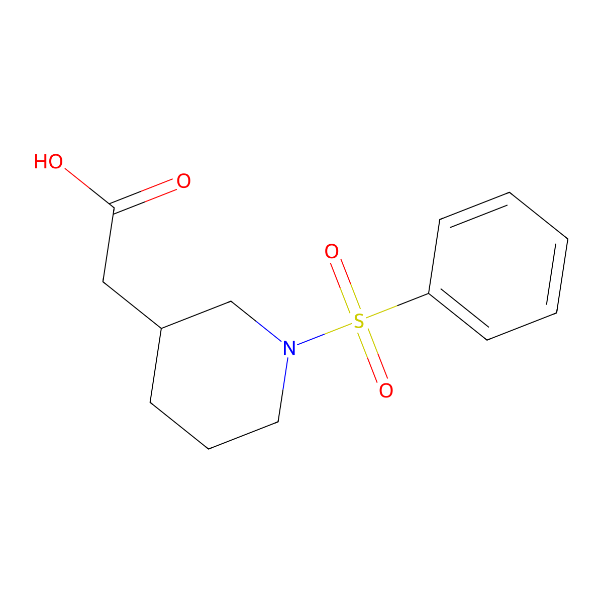[1-(Phenylsulfonyl)piperidin-3-yl]acetic acid molecular structure, CAS 1040878-00-9