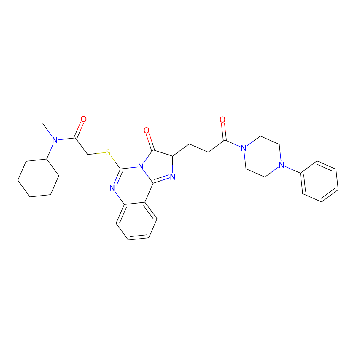 N-cyclohexyl-N-methyl-2-({3-oxo-2-[3-oxo-3-(4-phenylpiperazin-1-yl)propyl]-2H,3H-imidazo[1,2-c]quinazolin-5-yl}sulfanyl)acetamide molecular structure, CAS 1040879-27-3