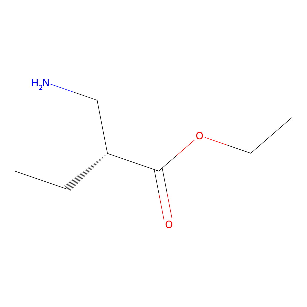 ethyl (2R)-2-(aminomethyl)butanoate molecular structure, CAS 1040920-39-5