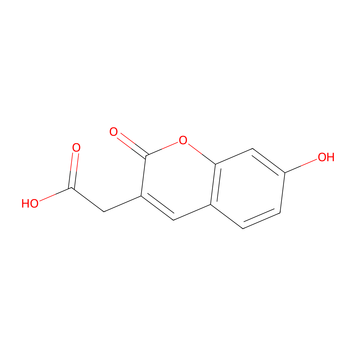 (7-Hydroxy-2-oxo-2H-1-benzopyran-3-yl)acetic acid molecular structure, CAS 104093-04-1