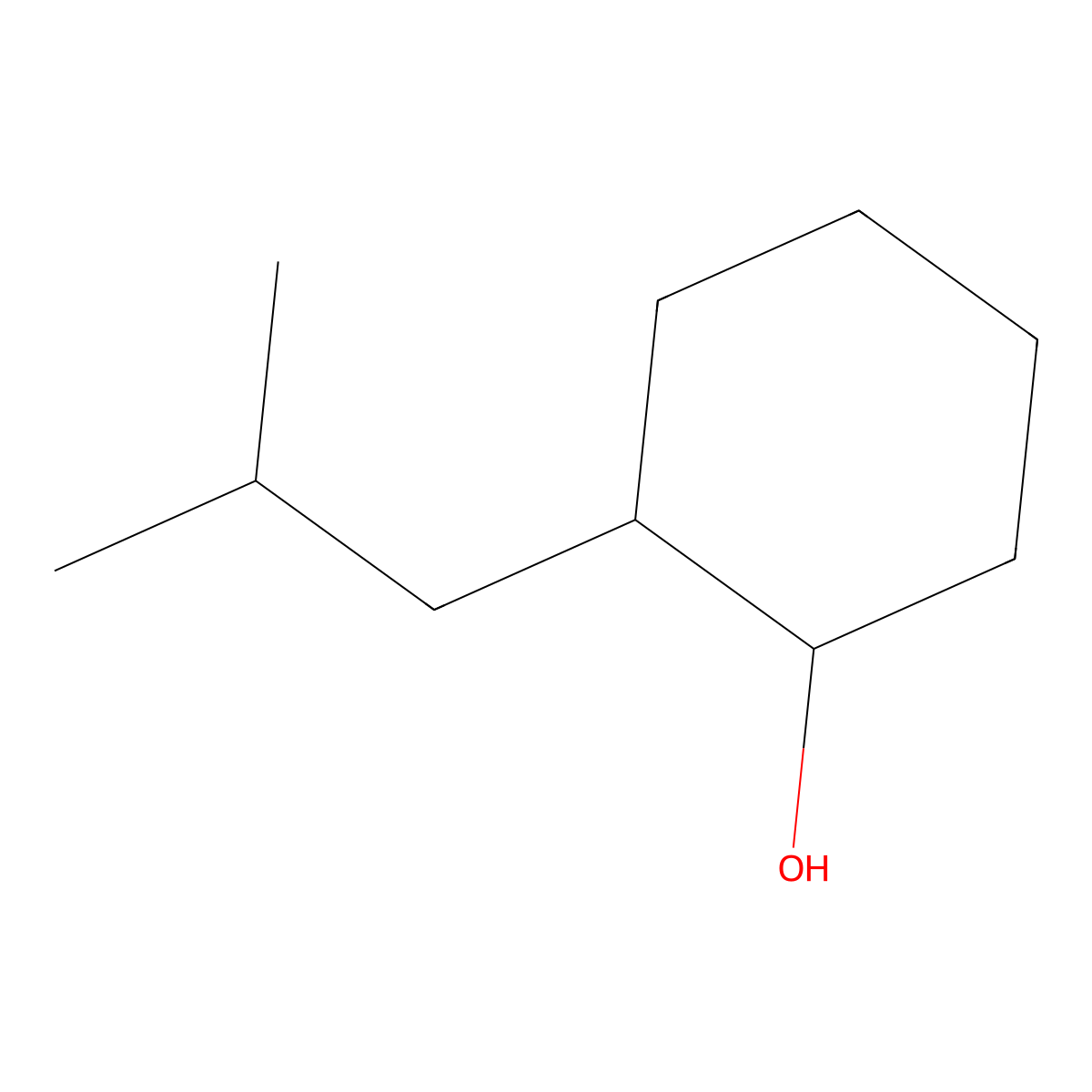2-(2-Methylpropyl)cyclohexan-1-ol molecular structure, CAS 104093-91-6