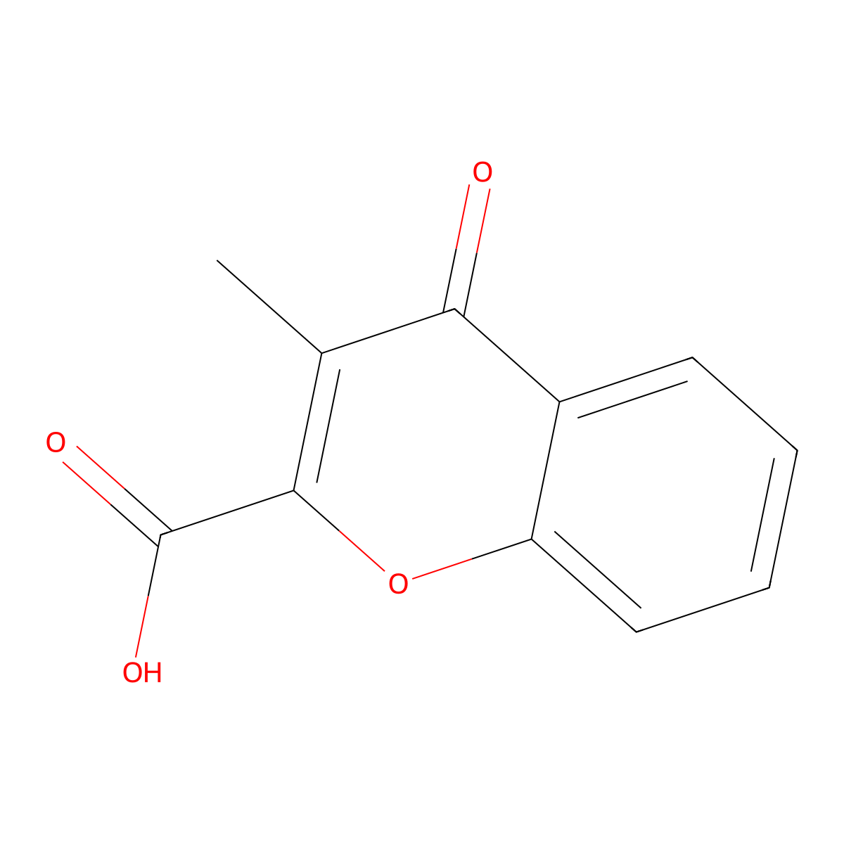 3-methyl-4-oxo-4H-chromene-2-carboxylic acid molecular structure, CAS 104094-15-7