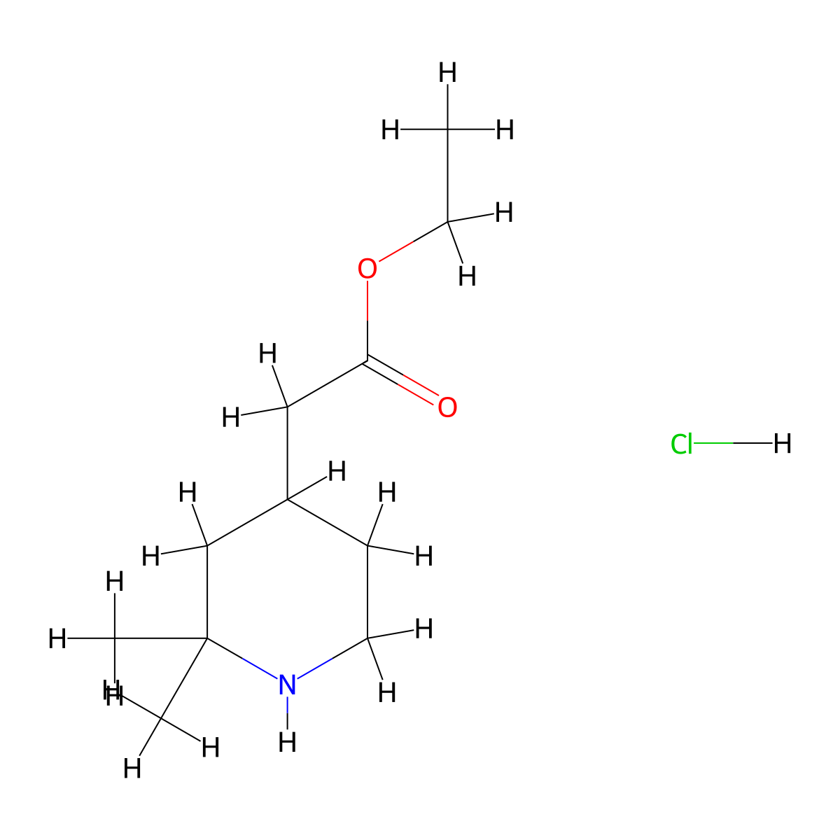 Ethyl 2-(2,2-dimethylpiperidin-4-yl)acetate hydrochloride molecular structure, CAS 104094-97-5