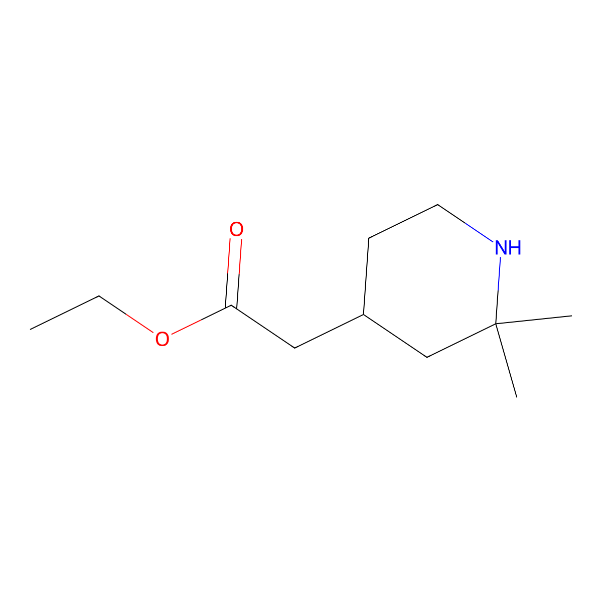 Ethyl 2-(2,2-dimethylpiperidin-4-yl)acetate molecular structure, CAS 104094-98-6