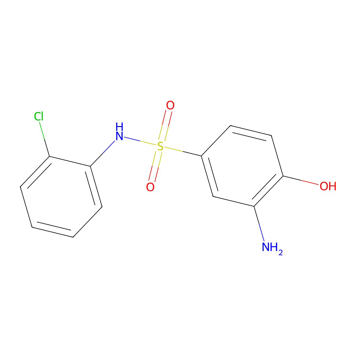 3-amino-N-(2-chlorophenyl)-4-hydroxybenzene-1-sulfonamide molecular structure, CAS 104095-22-9