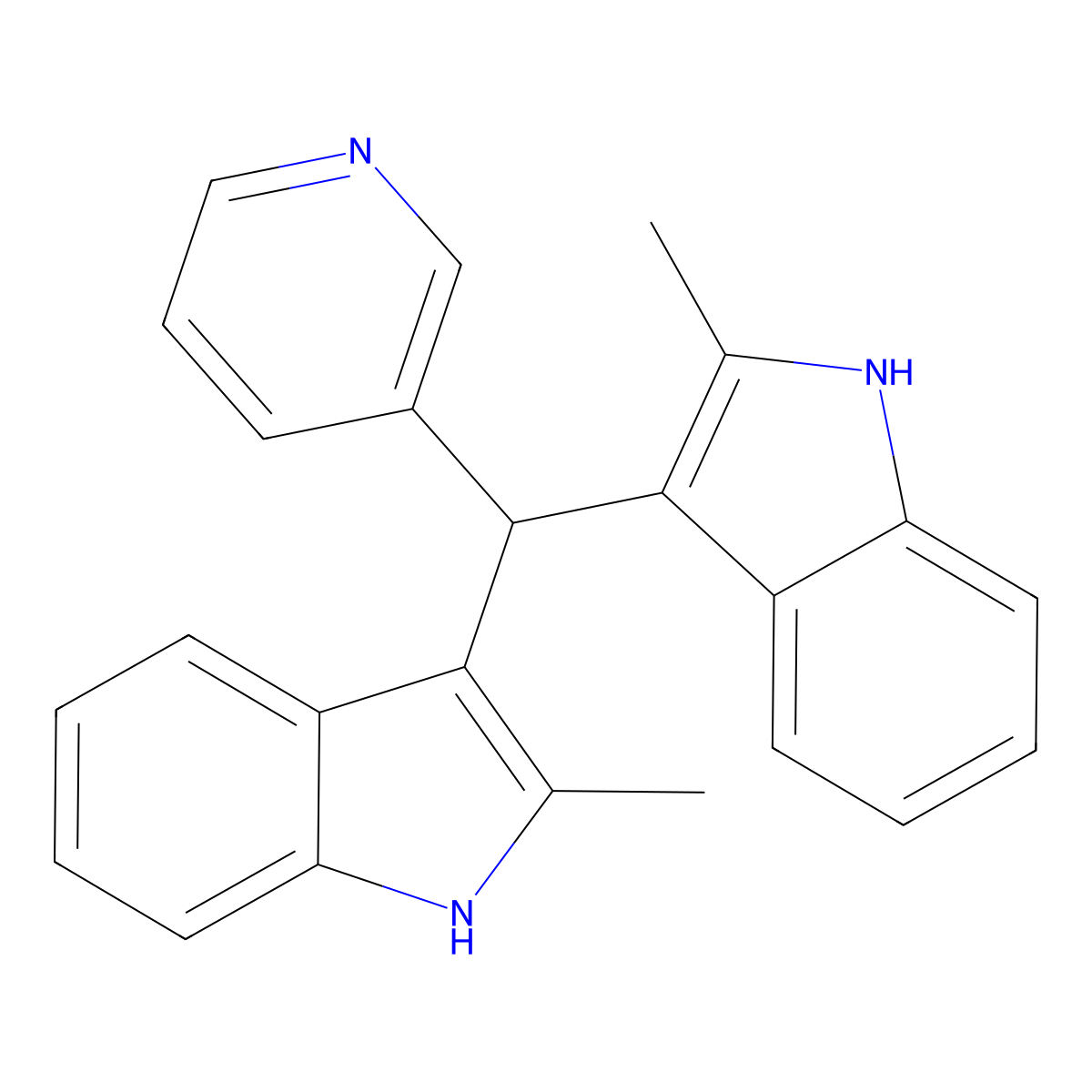 2-methyl-3-[(2-methyl-1H-indol-3-yl)(3-pyridyl)methyl]-1H-indole molecular structure, CAS 104096-37-9