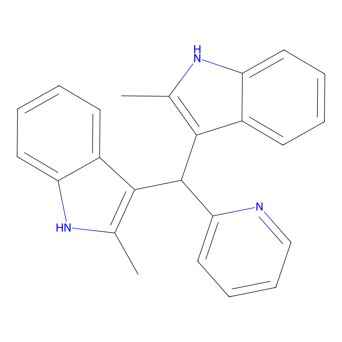 2-methyl-3-[(2-methyl-1H-indol-3-yl)-(2-pyridinyl)methyl]-1H-indole molecular structure, CAS 104097-72-5